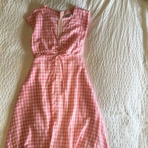 Pink gingham dress Anthropologie